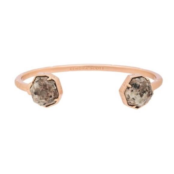 Kendra Scott BRINKLEY Granite Stone Rose Gold Cuff Open Bracelet - Picture 1 of 10